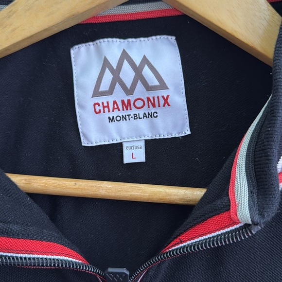 Chamonix Mont Blanc 1/4 Zip Polo Men Large Black Golf Athleisure Preppy Vacation - Picture 4 of 6
